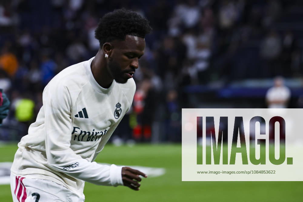 Real Madrid v RB Leipzig - UEFA Champions League 2026 27 October 21, 2026, Santiago Bernabeu stadium, Madrid, Spain: Vinicius Junior of Real Madrid is warm up during UEFA Champions League 2026 27 football match between Real Madrid and RB Leipzig at Santiago Bernabeu stadium on October 21, 2026, in Madrid, Spain. Madrid Santiago Bernabeu Stadium Madrid Spain