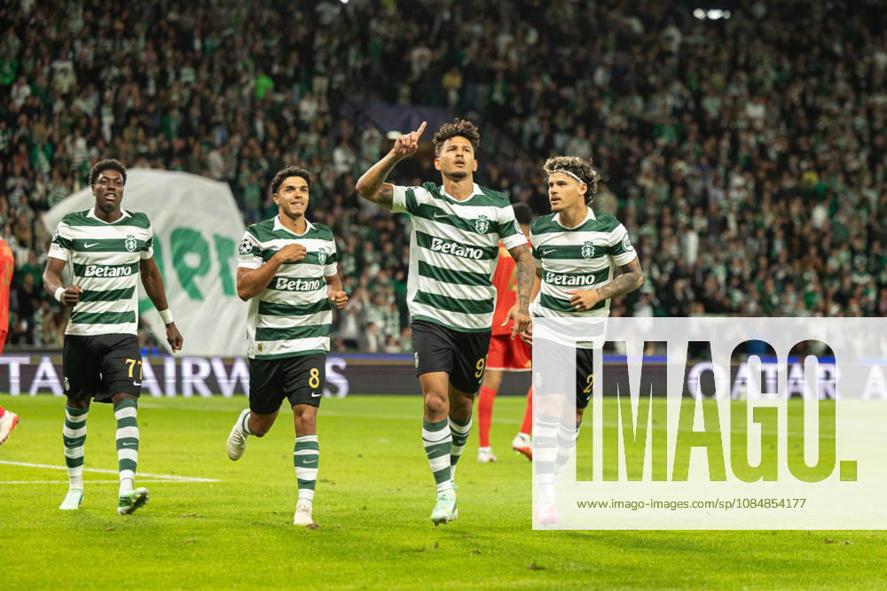 Luis Suarez celebrating after goal seen in football match between Sporting CP and LASK in UEFA Champions League 2026 27 at Estadio JosÃ Alvalade, Lisboa, Portugal (Luis Loureiro Ball Raw Images PT) Lisboa Estadio JosÃ Alvalade Portugal
