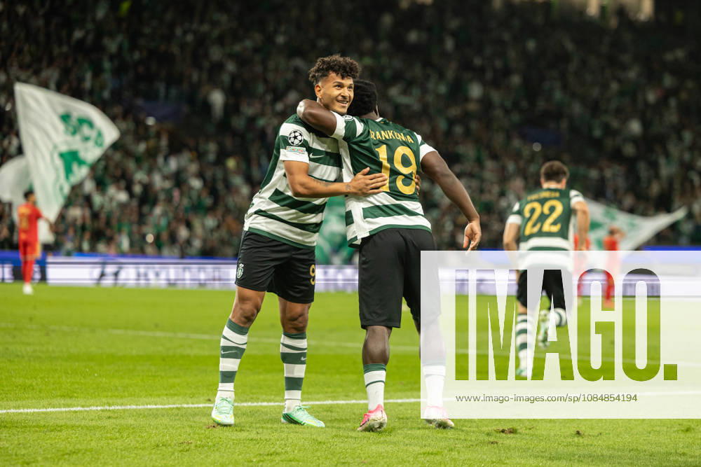 Luis Suarez celebrating after goal seen in football match between Sporting CP and LASK in UEFA Champions League 2026 27 at Estadio JosÃ Alvalade, Lisboa, Portugal (Luis Loureiro Ball Raw Images PT) Lisboa Estadio JosÃ Alvalade Portugal