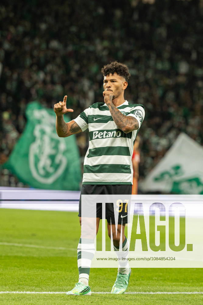 Luis Suarez celebrating after goal seen in football match between Sporting CP and LASK in UEFA Champions League 2026 27 at Estadio Josà Alvalade, Lisboa, Portugal (Luis Loureiro Ball Raw Images PT) Lisboa Estadio Josà Alvalade Portugal