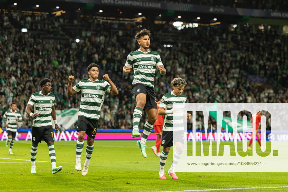 Luis Suarez celebrating after goal seen in football match between Sporting CP and LASK in UEFA Champions League 2026 27 at Estadio Josà Alvalade, Lisboa, Portugal (Luis Loureiro Ball Raw Images PT) Lisboa Estadio Josà Alvalade Portugal