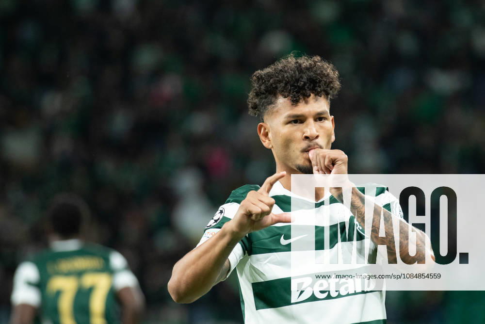 Sporting forward from Colombia LUIS SUAREZ (97) celebrating after scoring a goal during the game for the League Phase for the UEFA Champions League between Sporting and LASK Linz at Estadio Jose de Alvalade Soccer 2026: Sporting Vs LASK Linz - ZUMAs359 20261021_zsp_s359_004