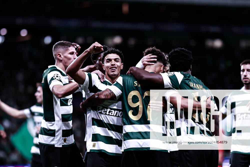 Luis Suarez of Sporting Clube de Portugal celebrates scoring his sides first goal of the match during the UEFA Champions League first round MD-3 football match between Sporting CP and Lask Linz, in Lisbon on October 21, 2026. Sporting CP X Lask Linz - UEFA Champions League 2026 27 League Phase MD3 - ZUMAg283 20261021_zsp_g283_007