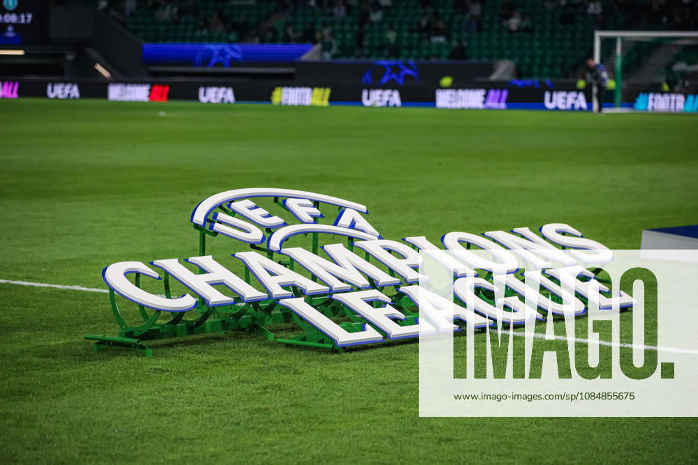 SOCCER - UEFA CL, Sporting vs LASK LISBON,PORTUGAL,21.OCT.26 - SOCCER - UEFA Champions League, Sporting Club de Portugal vs Linzer ASK. Image shows a feature with a Champions League logo. GEPAxpictures xManuelxBinder