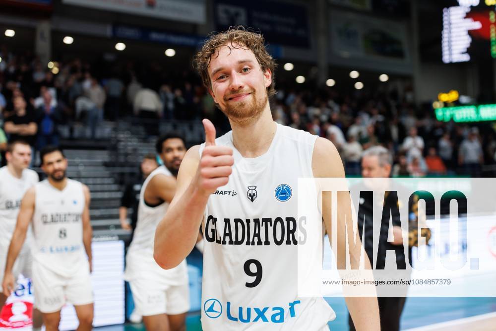 Marco Hollersbacher (Gladiators Trier) Jubel, Freude, Emotionen, Vet Concept Gladiators Trier vs KK Split, Basketball, FIBA Europe Cup, 3. Spieltag, Saison 2026 2027, 21.10.2026 Vet Concept Gladiators Trier vs KK Split, Basketball, FIBA Europe Cup, 3. Spieltag, Saison 2026 2027