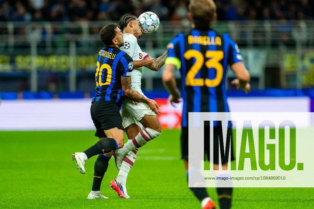 Hakan Calhanoglu and Kaua Elias seen during UEFA Champions League 2026 27 league phase game between Internazionale Milano and FC Shakhtar Donetsk (Gleb Soboliev Ball Raw Images) Milan San Siro Italy