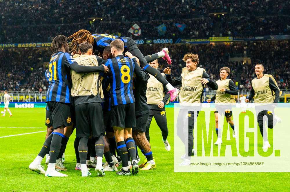 Internazionale Milano Carlos Augusto celebrates his goal during UEFA Champions League 2026 27 league phase game between Internazionale Milano and FC Shakhtar Donetsk (Gleb Soboliev Ball Raw Images) Milan San Siro Italy