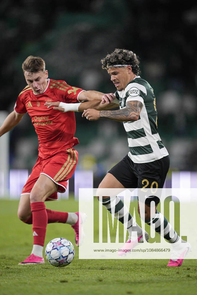Maxi Araujo of Sporting CP challenges for the ball during the UEFA Champions League 2026 27 League Phase MD3 match between Sporting Club de Portugal and LASK at Estadio Jose Alvalade on October 21, 2026 in Lisbon, Portugal (Photo by Pedro Loureiro Sports Press Photo SPP)