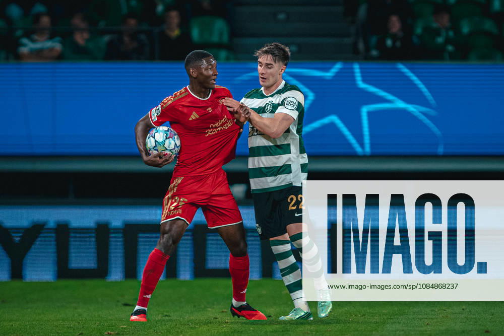 LISBON, PORTUGAL - OCTOBER 21: LASK s Yvan Dibango battles with Sporting CP s Ivan Fresneda during the UEFA Champions League match at Estadio Jose Alvalade on October 21, 2026 in Lisbon, Portugal. ZUMA Press Wire Lisbon Portugal - ZUMAs390 20261021_zsp_s390_004