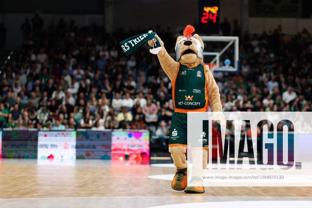 Maskottchen Portus, Emotionen, Geste, Gestik, Mimik, Freisteller Vet Concept Gladiators Trier vs KK Split, Basketball, FIBA Europe Cup, 3. Spieltag, Saison 2026 2027, 21.10.2026 Vet Concept Gladiators Trier vs KK Split, Basketball, FIBA Europe Cup, 3. Spieltag, Saison 2026 2027