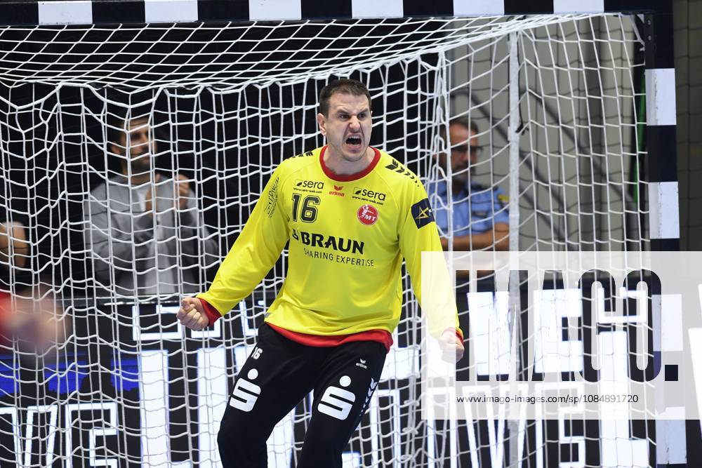 Jubel bei Nebojsa Simic (Torwart MT Melsungen 16) , GER, MT Melsungen - Orlen Wisla Plocks (POL), Handball, Champions League Maenner, Group Matches, Saison 2026 2027, 22.10.2026, GER, MT Melsungen - Orlen Wisla Plock, CL Maenner, Group Match, Saison 2026 2027, 22.10.2026 Kassel