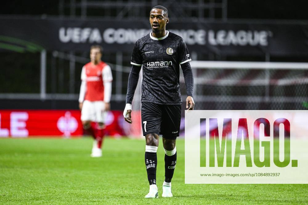 Michel-Ange Sumai Balikwisha of KAA Gent pictured during a soccer game between Portuguese SC Braga and Belgian soccer team KAA Gent, Thursday 22 October 2026 in Braga, Portugal, the second match in the UEFA Conference League league phase. TOM GOYVAERTS TomxGoyvaerts x190688121x