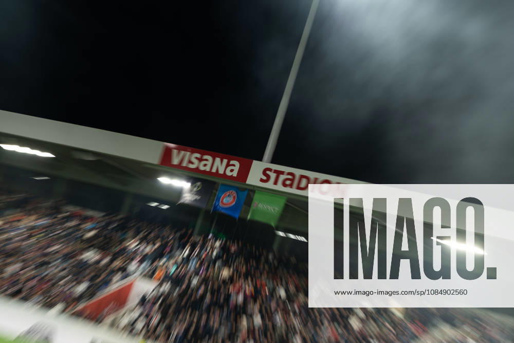 THUN, BERN - OCTOBER 22: Fans of HNK Hajduk Split wave flags during the UEFA Conference League match between FC Thun and HNK Hajduk Split at VISANA STADION on October 22, 2026 in Thun, Bern, Switzerland.