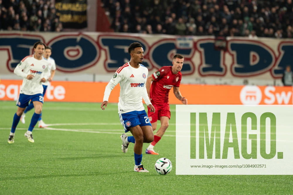 THUN, BERN - OCTOBER 22: Mathieu Acapandié of HNK Hajduk Split during the UEFA Conference League match between FC Thun and HNK Hajduk Split at VISANA STADION on October 22, 2026 in Thun, Bern, Switzerland.