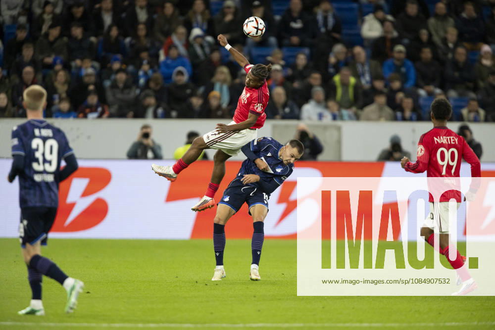 TSG 1899 Hoffenheim v Olympique Lyonnais - UEFA Europa League 2026 27 League Phase MD3 Steeve Kango of Olympique Lyonnais and Tim Lemperle of TSG Hoffenheim compete during the UEFA Europa League match between TSG Hoffenheim and Olympique Lyonnais in Sinsheim, Germany, on October 22, 2026. SINSHEIM Germany