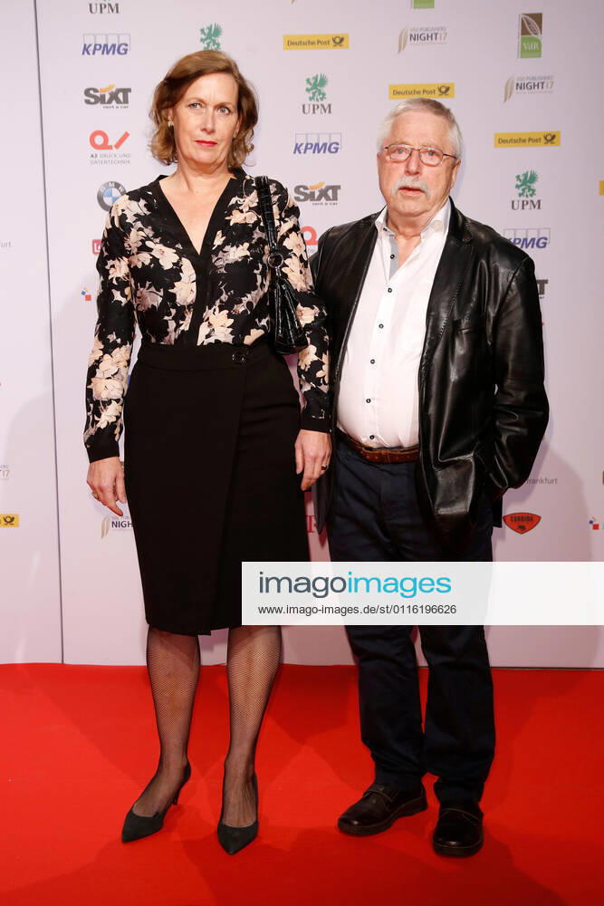 Wolf Biermann with his wife on the Red Carpet at the VDZ Publishers Night 2017 and the presentation of the Golden Victoria at Deutsche Telekoms capital representative office in Berlin