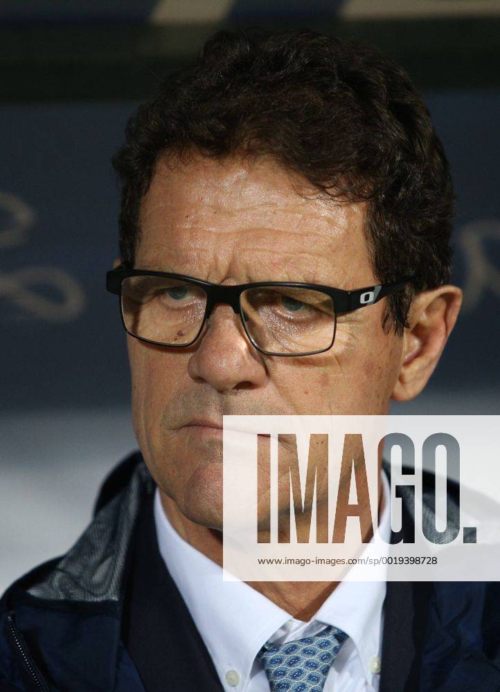 PODGORICA, MONTENEGRO. MARCH 27, 2015. Russian national football team head coach Fabio Capello looks on in a UEFA EURO EM Europameisterschaft Fussball 2016 qualifying football match against Montenegro at the Gradski Stadion. In the first minute of the game Igor Akinfeev was hit on the head by a flare thrown from the stands. The game was abandoned in the second half with a 0:0 score following the second incident. Stanislav Krasilnikov TASS RE15FB3E