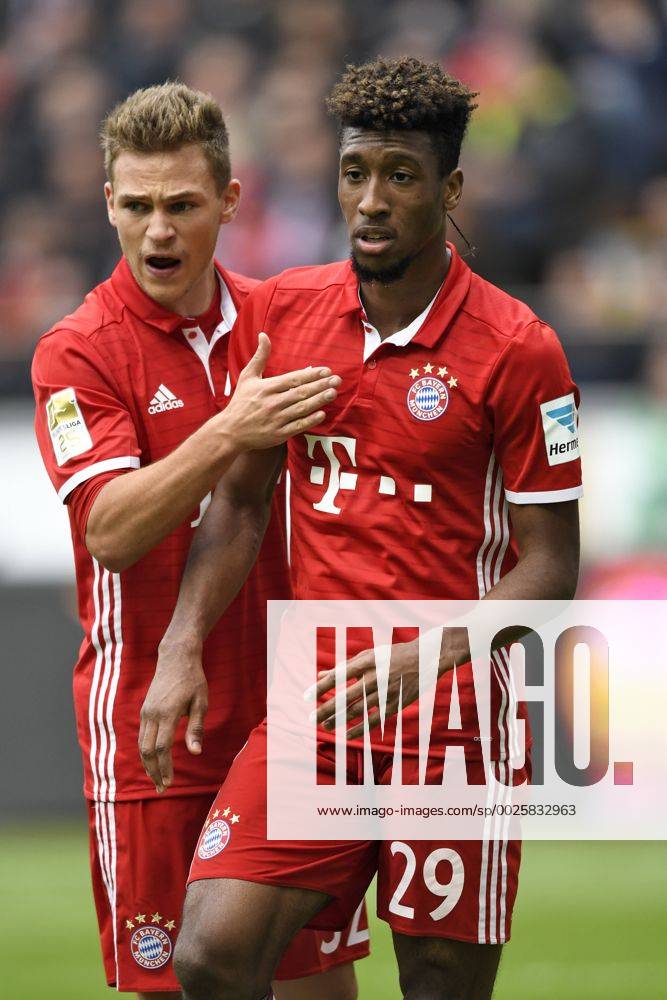 Fussball 1.Bundesliga 2016 2017, 7.Spieltag, Eintracht Frankfurt - FC Bayern München, in der Commerzbank-Arena Frankfurt Main. v.li: Joshua Kimmich (FC Bayern München) mit Kingsley Coman (Bayern München).