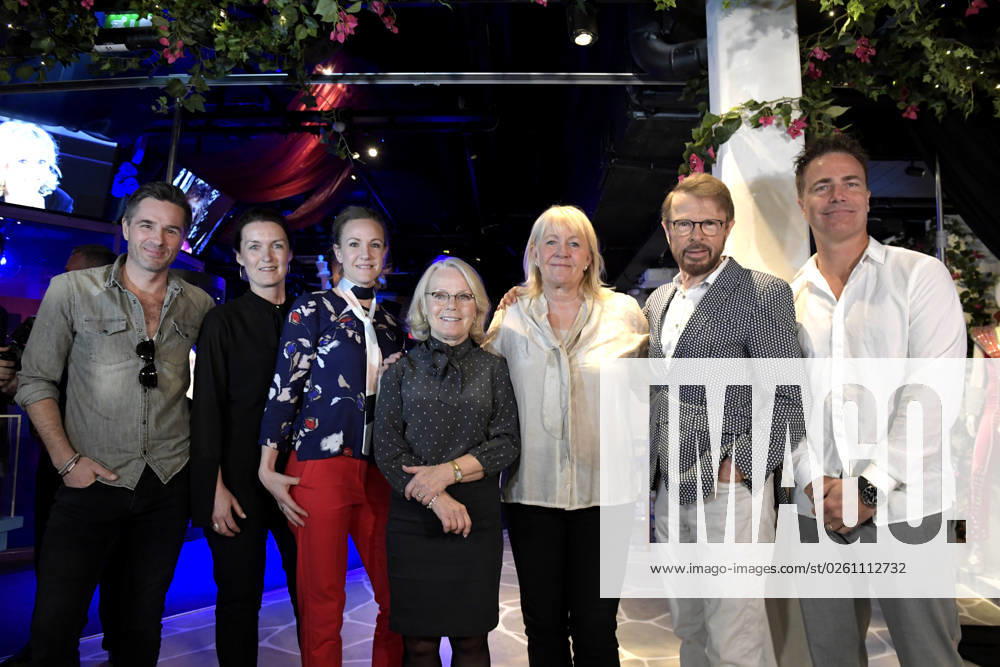 STOCKHOLM 20180507 Björn Ulvaeus gave a speech at the opening of the new interactive exhibition at the ABBA Museum Participating in the opening ceremony were, from left, Peter Jöback, Mia Segoldsson, Caroline Fagerlind, Görel Hanser, Ing Marie Halling, Björn Ulvaeus and Mattias Tengblad STOCKHOLM SWEDEN