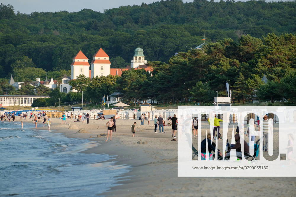 View of the beach of Binz on the island of Rügen in Mecklenburg Western Pomerania Binz is the largest seaside resort on the island of Rügen The municipality belongs to the district of Western Pomerania Rügen in Mecklenburg Western Pomerania The Baltic seaside resort has borne its title since 1885 and is an attraction and vacatio