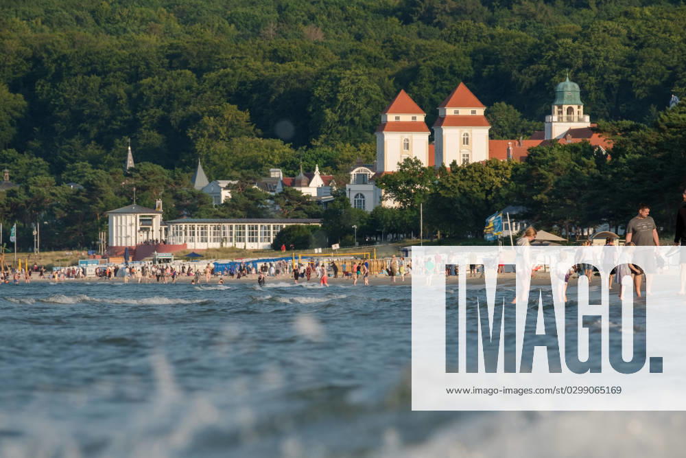 View of the beach of Binz on the island of Rügen in Mecklenburg Western Pomerania Binz is the largest seaside resort on the island of Rügen The municipality belongs to the district of Western Pomerania Rügen in Mecklenburg Western Pomerania The Baltic seaside resort has borne its title since 1885 and is an attraction and vacatio