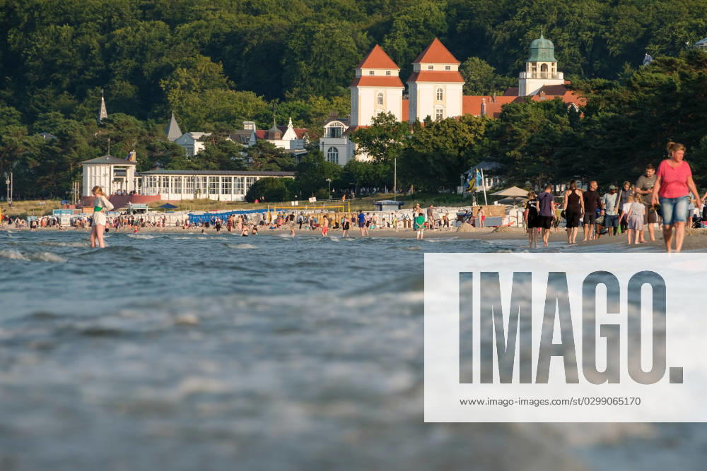 View of the beach of Binz on the island of Rügen in Mecklenburg Western Pomerania Binz is the largest seaside resort on the island of Rügen The municipality belongs to the district of Western Pomerania Rügen in Mecklenburg Western Pomerania The Baltic seaside resort has borne its title since 1885 and is an attraction and vacatio