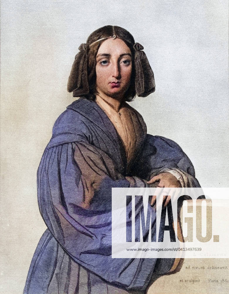 George Sand, das Pseudonym von Amantine Aurore Lucile Dupin de Francueil (geb. 1. Juli 1804 in Paris; gest. 8. Juni 1876 in Nohant), einer französischen Schriftstellerin, Historisch, digital restaurierte Reproduktion von einer Vorlage aus dem 19. Jahrhundert, Record date not stated 1f-4822568b