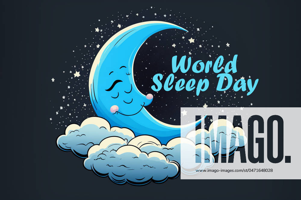 World Sleep Day postcard or banner. illustration of the sleeping moon, sleeping on the international holiday World Sleep Day postcard or banner. illustration of the sleeping moon, sleeping on the international holiday.
