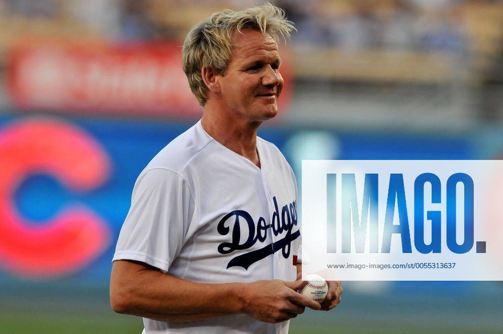Los Angeles, CA - Fox Network s Hell s Kitchen Chef Gordon Ramsay prepares to throw out the first pitch during the Major League Baseball game at Dodger Stadium in Los Angeles. Los Angeles U.S. - ZUMAct7