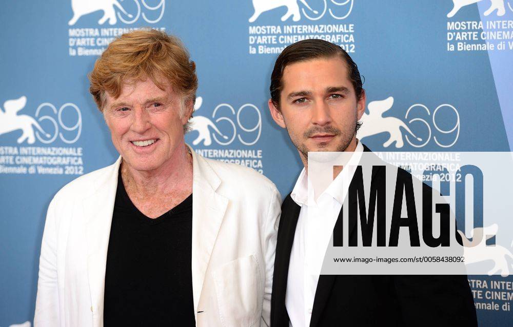 (120906) -- VENICE, Sept. 6, 2012 (Xinhua) -- U.S. filmmaker Robert Redford (L) and actor Shia LaBeouf pose at the photocall for the film The Company You Keep at the 69th Venice International Film Festival in Venice, Italy, Sept. 6, 2012. (Xinhua Wang Qingqin) (msq) ITALY-VENICE-FILM FESTIVAL- THE COMPANY YOU KEEP