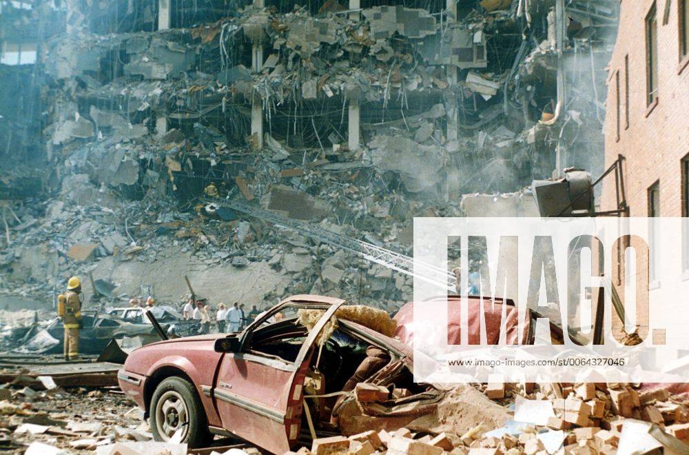 File - On April 19, 1995, a truck-bomb explosion outside the Alfred P. Murrah Federal Building in Oklahoma City, Oklahoma, left 168 people dead and hundreds more injured. The blast was set off by anti-government militant Timothy McVeigh, who in 2001 was executed for his crimes. His co-conspirator Terry Nichols received life in prison. Pictured - Apr 19, 1995 - Oklahoma City, Oklahoma, U.S - Oklahoma City Bombing rescue efforts at the Murrah Federal Building after explosion. Oklahoma City U.S. - ZUMAw17_