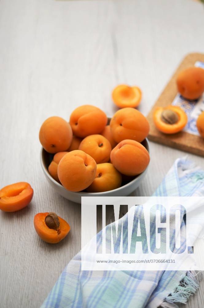 Closeup Delicious Fresh Ripe Apricots On Wooden Table ,model released, Symbolfoto