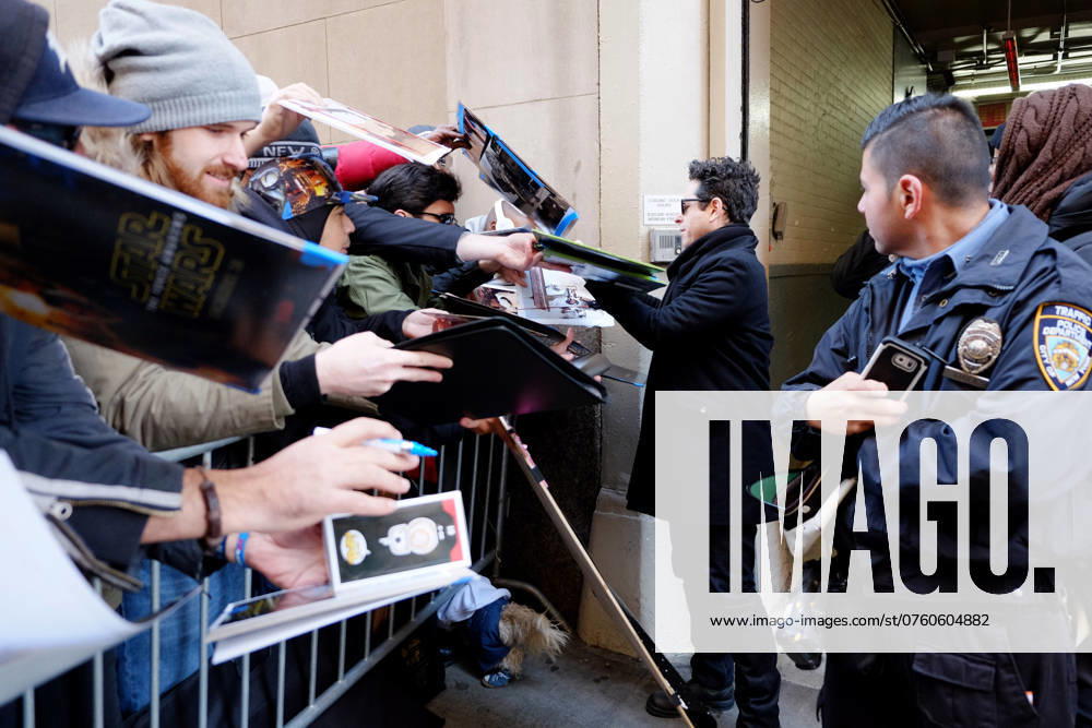 Film Director J. J. Abrams signed Star Wars posters for fans as he made an appearance at HuffPost Live on November 30 2015 in New York City