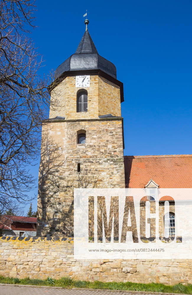 Turm der historischen Kirche in Schochwitz Tower of the historic church in Schochwitz, Germany (License=RF)