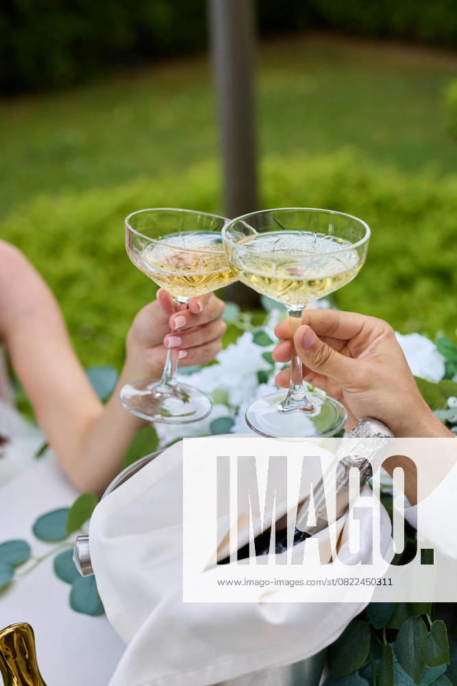 IMAGO Creative, Lifestyle, Feste im Garten #2 Cheers with elegant cocktails at a garden celebration event Saint Petersburg, Saint Petersburg, Russia CR_KNCD250617B-1770013-01