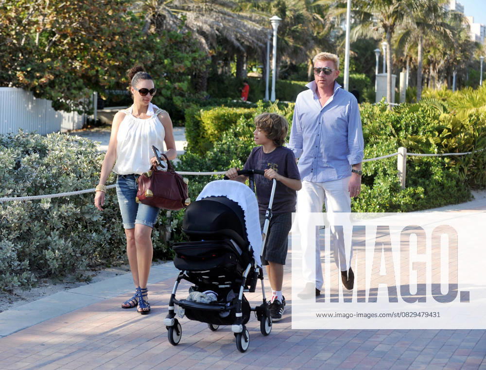 Boris Becker and Sharlely Lilly Kerssenberg with Boris s son Elias and their younger child Amadeus out for a walk in Miami Beach, Florida, United States WENN 2794724