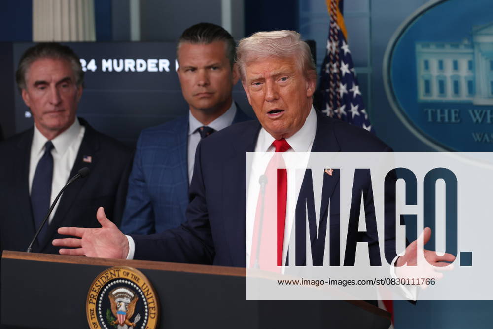 Trump holds press conference on crime in Washington, DC U.S. President Donald Trump holds a press conference on measures his administration will take to address what he incorrectly claims is a spike in violent crime during a press conference at the White House, in Washington, D.C., U.S., on August 11, 2025. Contrary to Trumps claims, violent crime in the nations capital has declined by 26% in the last year. The measures will include the deployment of federal officers from a number of agencies to Washington. Washington United States