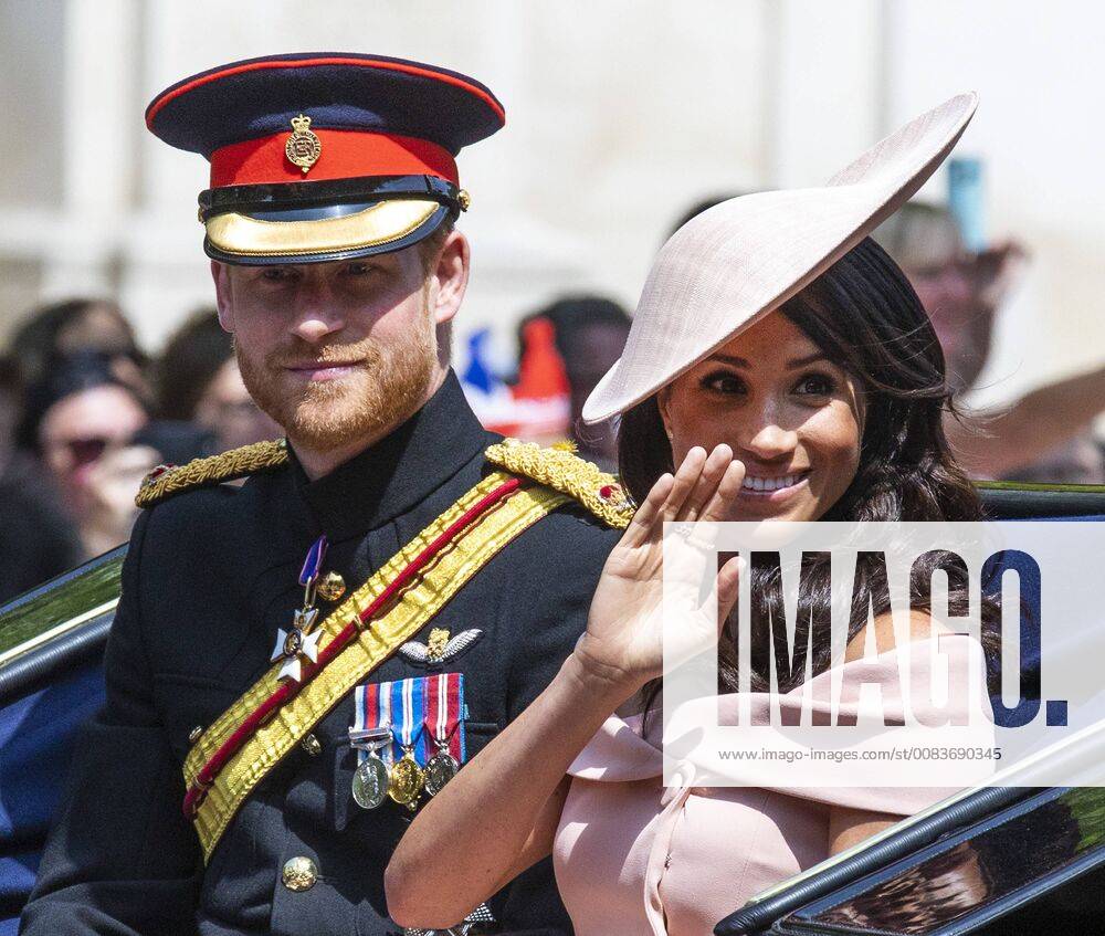 London, London, UK - London, UK. The Duke and Duchess of Sussex Prince Harry and Meghan Markle at the Trooping the Colour ceremony in London to mark the 92nd birthday of Queen Elizabeth II, Britain s longest reigning monarch. London UK - ZUMAl94_ 20180609_zaf_l94_527