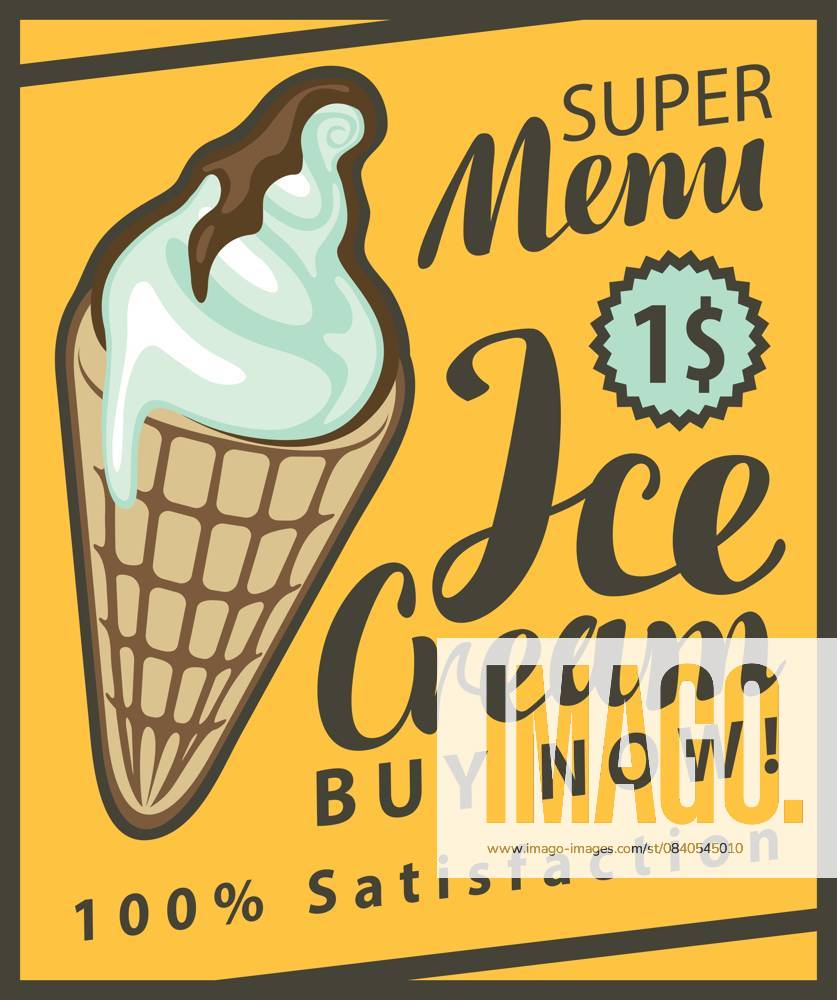 Ice Cream in Retro Style Banner with the ice cream in retro style