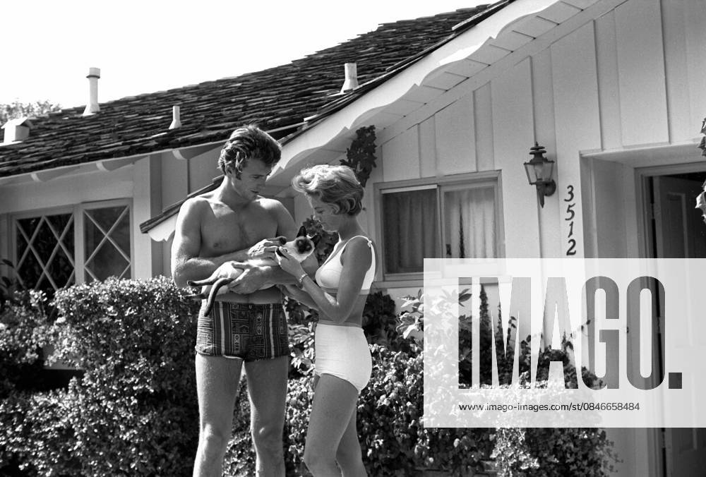 Clint Eastwood and wife Maggie Johnson at home 1961