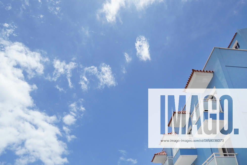 Subject Sun, Beach and Sea, Modern Hotel and Fair weather clouds from the Subview as Symbol image for Summer holiday on Sea, Beach vacation, All Included Vacation, Z B Canary Islands, Mediterranean islands 1131609794