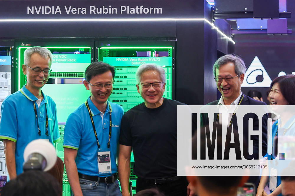 NVIDIA s CEO Jensen Huang visits COMPUTEX TAIPEI 2026 TAIPEI, TAIWAN - JUNE 3: Jensen Huang, the CEO of American multinational tech giant NVIDIA, poses for photos as he visits a booth featuring next-generation AI supercomputing platform NVIDIA Vera Rubin, at the COMPUTEX TAIPEI trade show, in Taipei, Taiwan, on June 3, 2026. COMPUTEX TAIPEI is one of the world’s largest and most significant trade shows, featuring latest technologies, drones, data centres, Artificial Intelligence (AI) technologies, supercomputers, semiconductors products and other things from major international firms such as Nvidia, Intel, NXP and Foxconn. Daniel Ceng Anadolu Taipei Taiwan. Editorial use only. Please get in touch for any other usage.
