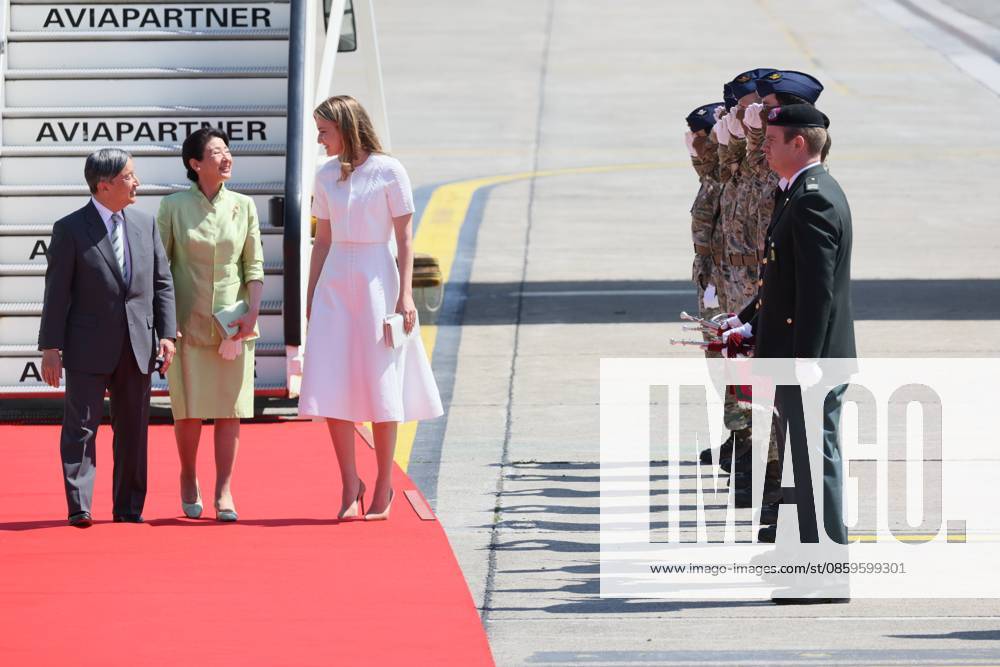 Crown Princess Elisabeth welcomes Japanese Emperor Naruhito and Japanese Empress Masako upon their arrival at Melsbroek military airport for an official state visit of the Japanese Emperor and Empress to Belgium, on Saturday 20 June 2026, in Brussels. The Emperor and Empress of Japan visit Belgium from June 20-25. BENOITxDOPPAGNE 178441050
