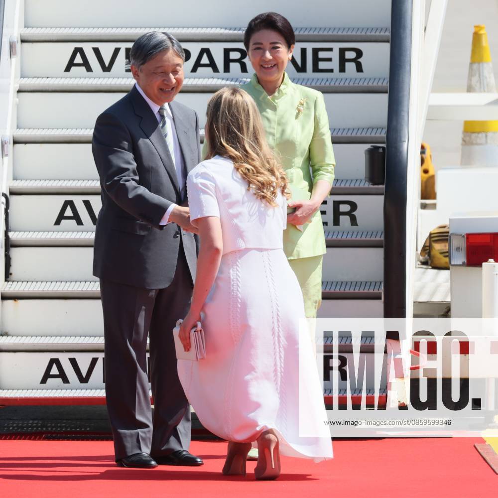 Crown Princess Elisabeth welcomes Japanese Emperor Naruhito and Japanese Empress Masako upon their arrival at Melsbroek military airport for an official state visit of the Japanese Emperor and Empress to Belgium, on Saturday 20 June 2026, in Brussels. The Emperor and Empress of Japan visit Belgium from June 20-25. BENOITxDOPPAGNE 178441709