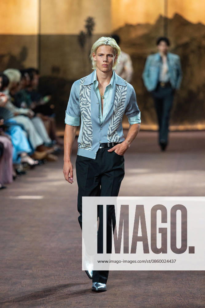 PFW Amiri Runway Menswear NB A model walks the runway during the Amiri Menswear Spring Summer 2027 show as part of Paris Fashion Week on June 25, 2026 in Paris, France. Photo by Nasser Berzane ABACAPRESS.COM Paris France
