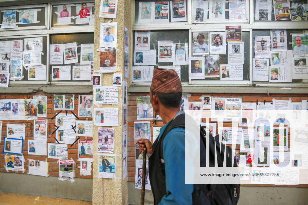 Families Search For Loved Ones After Nepal Floods - Kathmandu People look at a wall displaying photographs of people reported missing outside a hospital in Kathmandu, Nepal on August 30, 2026. Photo by Sunil Pradhan ABACAPRESS.COM Kathmandu Bagmati Nepal