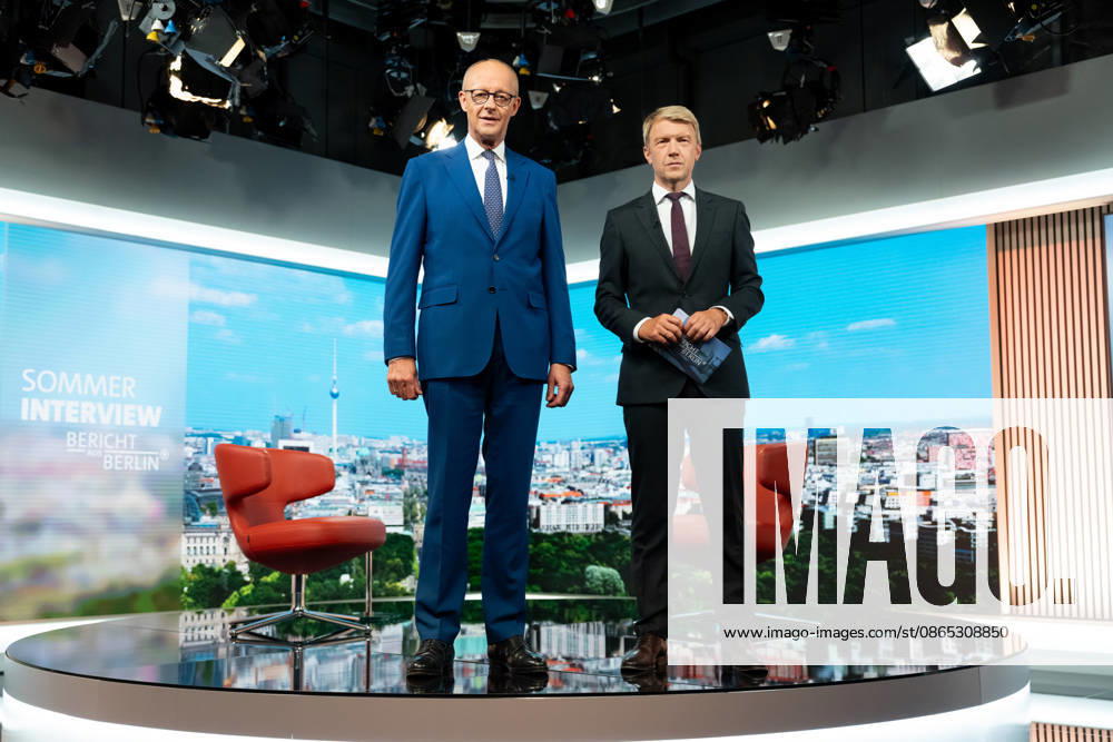 ARD Summer Interview, Federal Chancellor, Friedrich Merz, Berlin, ARD Summer Interview, Federal Chancellor, Friedrich Merz, CDU, Host, Markus Preiß, ARD Berlin Capital Studio, Berlin, GER