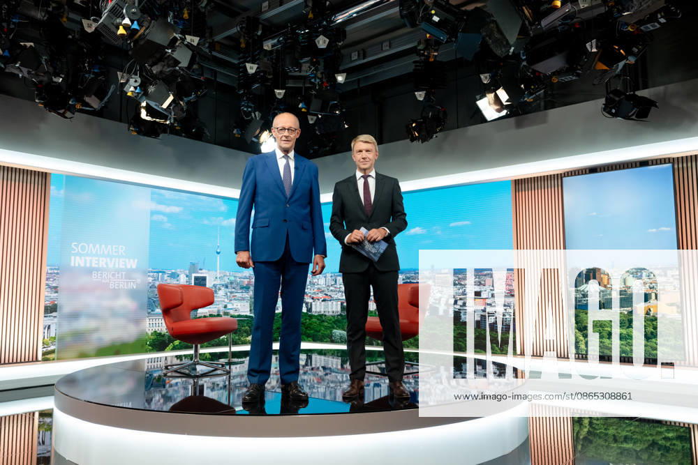 ARD Summer Interview, Federal Chancellor, Friedrich Merz, Berlin, ARD Summer Interview, Federal Chancellor, Friedrich Merz, CDU, Host, Markus Preiß, ARD Berlin Capital Studio, Berlin, GER