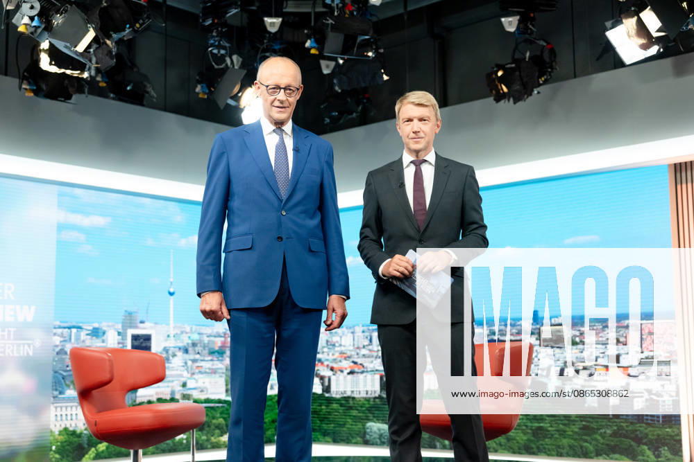 ARD Summer Interview, Federal Chancellor, Friedrich Merz, Berlin, ARD Summer Interview, Federal Chancellor, Friedrich Merz, CDU, Host, Markus Preiß, ARD Berlin Capital Studio, Berlin, GER