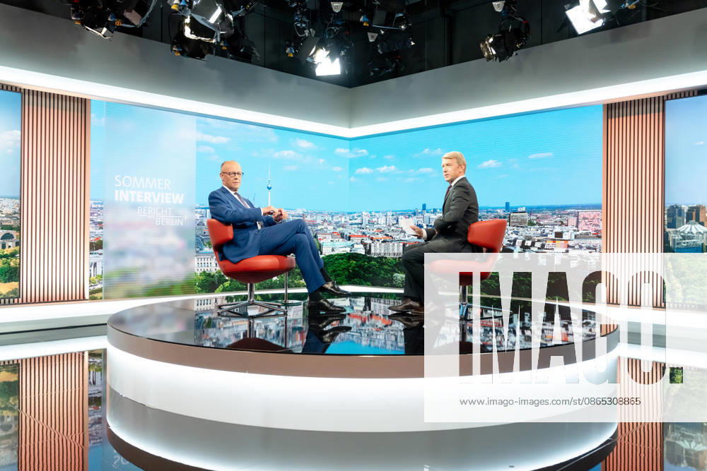 ARD Summer Interview, Federal Chancellor, Friedrich Merz, Berlin, ARD Summer Interview, Federal Chancellor, Friedrich Merz, CDU, Host, Markus Preiß, ARD Berlin Capital Studio, Berlin, GER